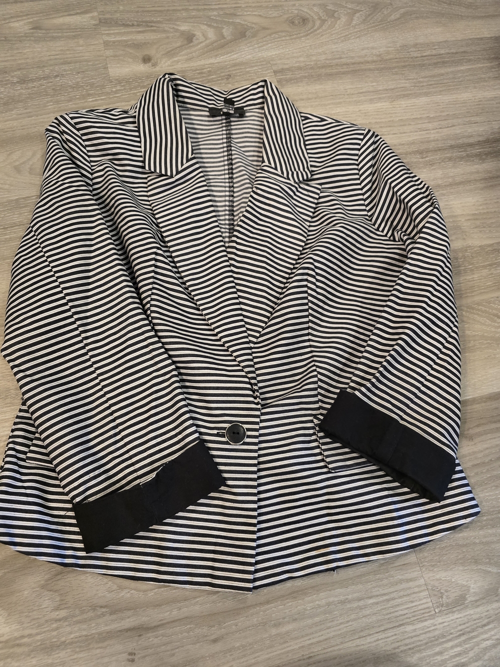 BCX Black and White Striped Blazer